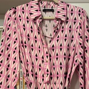 Deluc Pink and Black Patterned Dress, Never Worn